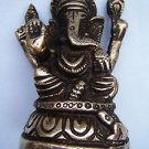 Brass Ganesha Statue, Old Original Elephant God Religious Item Rich Patina #1267
