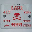 Rare Old Vintage Danger 415 Volts Ad Porcelain Enamel Sign Board India #1097