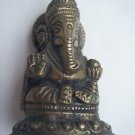 Brass Ganesha Statue, Antique Finished Elephant God Religious Temple Item #721