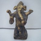 Brass Ganesha Statue, Old Original Elephant God Religious Item Rich Patina #1067