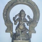 Brass Ganesha Statue, Old Original Elephant God Religious Item Rich Patina #964