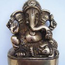 Brass Ganesha Statue, Old Original Elephant God Religious Item Rich Patina #1265