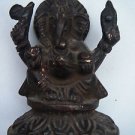 Brass Ganesha Statue, Old Original Elephant God Religious Item Rich Patina #1266