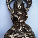 Brass Ganesha Statue, Old Original Elephant God Religious Item Rich Patina #1269