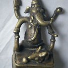 Brass Ganesha Statue, Old Original Elephant God Religious Item Rich Patina #237