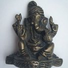 Pocket Brass Ganesha Statue, Antique Elephant God Religious Temple Item #723