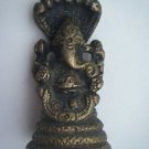 Pocket Brass Ganesha Statue, Antique Elephant God Religious Temple Item #722