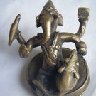 Brass Ganesha Statue, Old Original Elephant God Religious Item Rich Patina #238