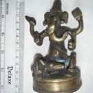 Brass Ganesha Statue, Old Original Elephant God Religious Item Rich Patina #232