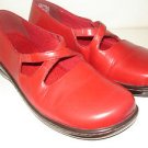 Women's Naturalizer Red Leather Flats Slip On Low Heel Strap Shoes size 7.5 M