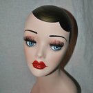 Black Red Hand Painted Vintage Style Flapper Mannequin Head Jewelry  Hat Stand