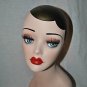 Black Red Hand Painted Vintage Style Flapper Mannequin Head Jewelry  Hat Stand