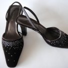 Ann Taylor Shoes 10 M Womens Dark Brown Velvet Beaded Sling back Heels Sandals