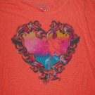 Aeropostale Size MEDIUM Womens Orange Heart Love Graphic T-Shirt  $29.50 Retail