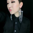 H&M Large Chandelier Silver Christian Jesus Cross Earrings Punk Rock 6"