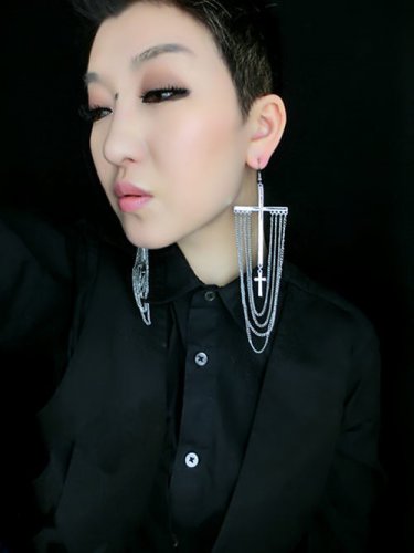 H&M Large Chandelier Silver Christian Jesus Cross Earrings Punk Rock 6"