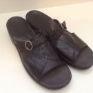 Clark's Women's Black Leather Sandals Slides Slip On Buckle 8M