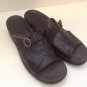 Clark's Women's Black Leather Sandals Slides Slip On Buckle 8M