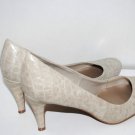 PREDICTIONS Women 8.5W Croc Snake Pumps Round Toe Cream Beige Heels Shoes