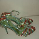 GOMAX GIANI 08 Green Gold Red Bronze Strappy Stiletto Sandals Shoes Size 8.5