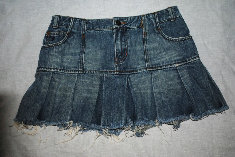American Eagle Outfitters Distressed Denim Mini Skirt Pleated Stone ...