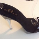 ELLIE 6" High Heel Stilettos  Sz 6 Clear Black Ankle Strap Studs