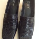 FRANCO SARTO Black Leather Womens Kitten Heel Slip On Casual Comfort Pump Sz 6M
