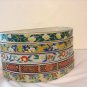 5 Stackable  Half Moon Trays Sushi Plates Floral  Design