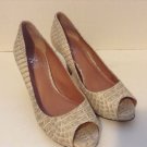 Vince Camuto 5M  "Kira" Beige Snake Leather Peep Toe Pump Heel