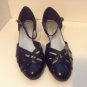 Annie Black Patent Low Heel Ankle Sandals Size 12W