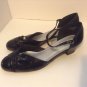 Annie Black Patent Low Heel Ankle Sandals Size 12W