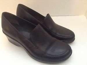 CLARKS SHOES BLACK LEATHER CASUAL LOAFERS WOMEN'S SZ 6M
