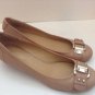 NINE WEST "Oh Dear" Taupe Tan Leather Ballet Flats Shoes Buckle Women's 10M