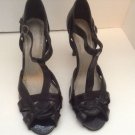 Pesaro Black Patent High Heeled Strappy Sandals Size 11 M