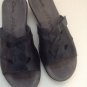 Womens Clarks Navy Leather Clog Mules  Sandals Slides 6.5M