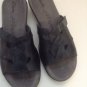 Womens Clarks Navy Leather Clog Mules  Sandals Slides 6.5M