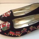 Ugly Christmas Sweater Party Santa Shoes Slippers Ballet Flats 8M Donna Lawrence