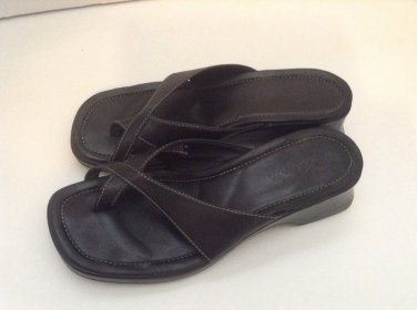 Womens Clarks Black Leather Sandals Slides Toe  7M