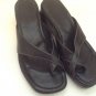 Womens Clarks Black Leather Sandals Slides Toe  7M