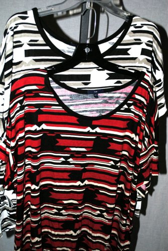2 x GAP Mixed Print Tribal Multi-Color Top Blouse XSMALL Short Sleeves Casual