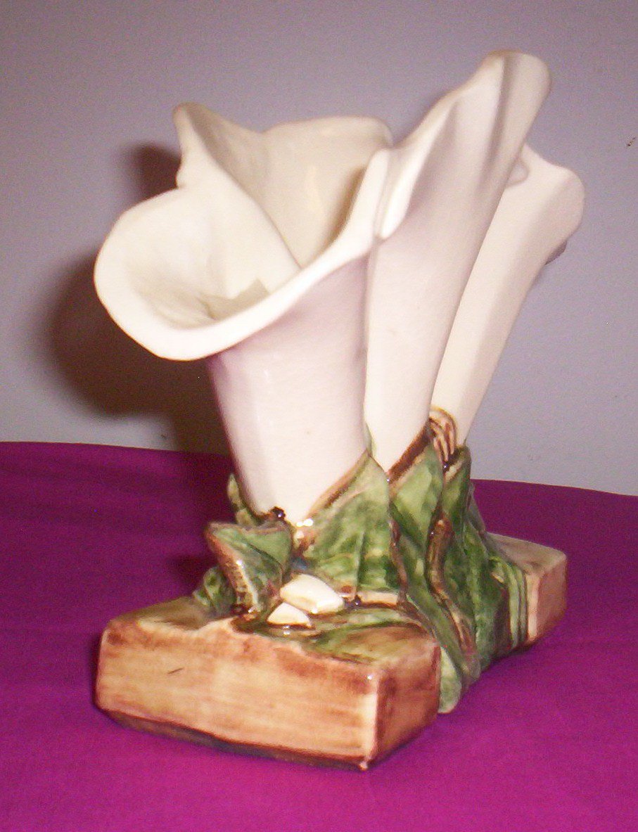 Vintage McCoy Pottery Triple Calla Lily Vase