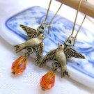 Antique Bronze color flying bird earrings
