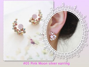 Pink Moon silver earring