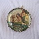 Mermaid vintage art print image charm cabochon diy jewelry making