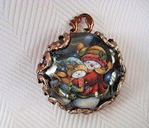 Snowman vintage art print image charm cabochon diy jewelry making