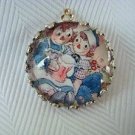 Raggedy Ann/Andy vintage art print image charm cabochon diy jewelry making