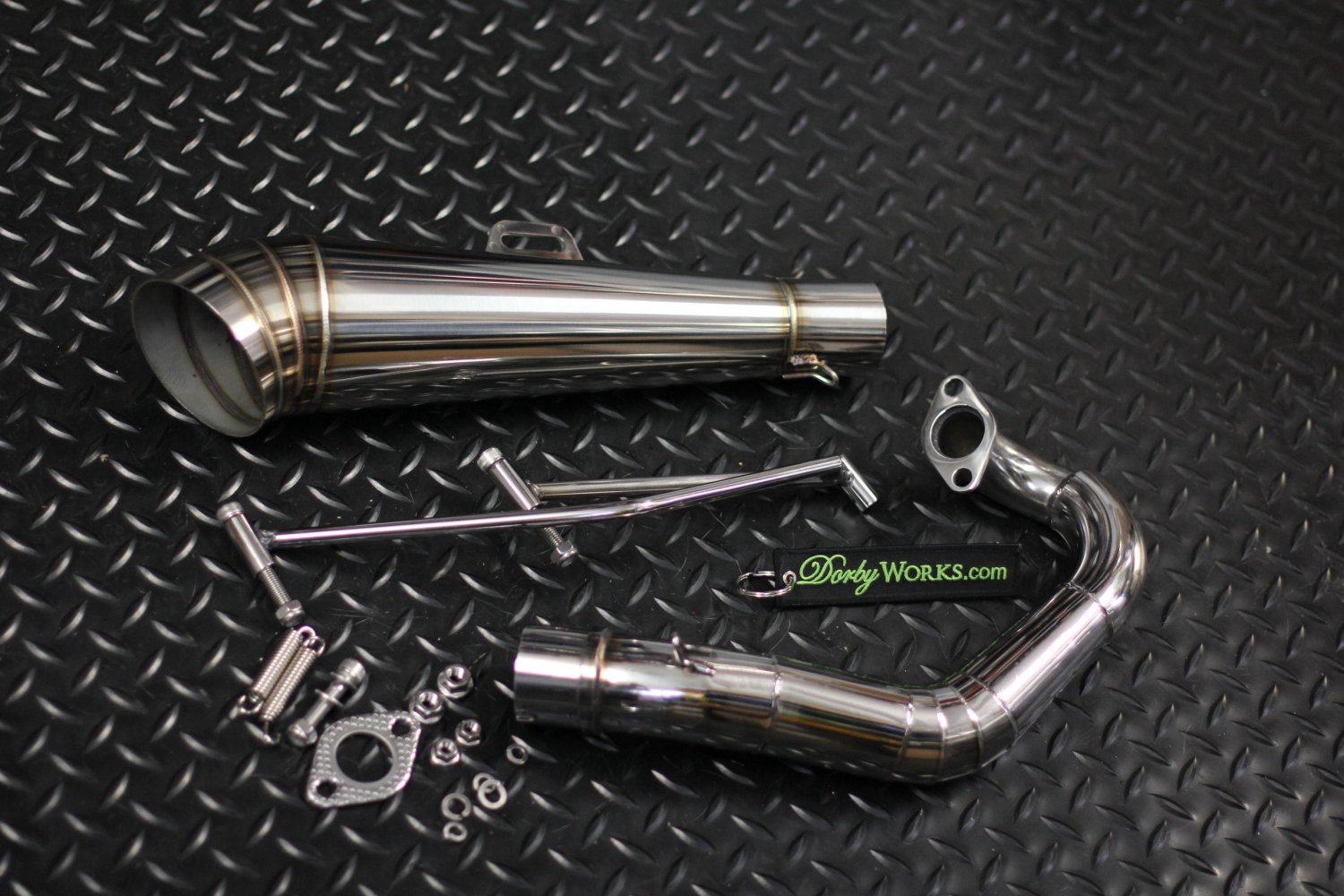 Honda Ruckus Overhead GY6 GP COMPLETE exhaust system bolt on - POLISHED