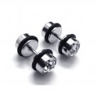 Pair of Diamante Crystal Earring Stud Ear Post Surgical Stainless Steel Mens' Punk/Biker/Gothic