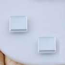 Pair of White Square Magnetic CLIP ON Earring Studs