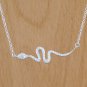 925 Sterling Silver SNAKE Paved CZ Pendant Necklace